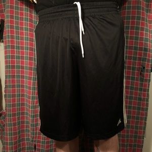 2 pairs of black/white striped Adidas team shorts